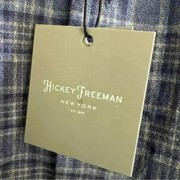 Hickey Freeman Flannel Sport Shirt, NWT - Mens Small- Blue Plaid - Picture 3 of 12